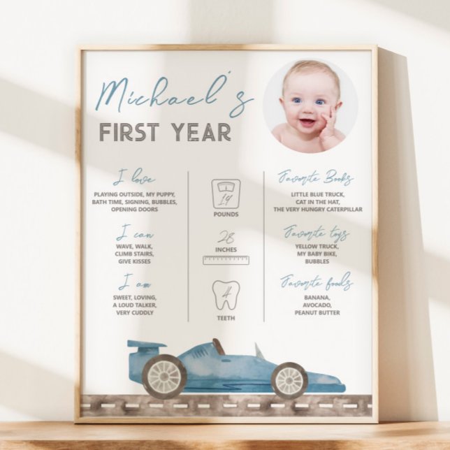 Retro Race Car Photo Milestone Sign (Creator Uploaded)