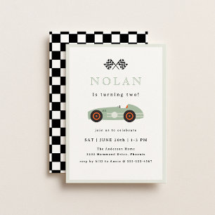 Retro Race Car Theme Birthday Invitation