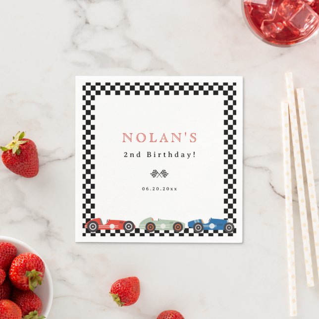 Retro Race Car Theme Birthday Napkins (Insitu)