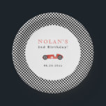 Retro Race Car Theme Birthday Paper Plates<br><div class="desc">Cute Red Retro Race Car theme,  birthday party paper plate.</div>
