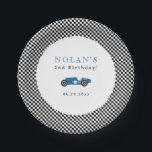 Retro Race Car Theme Birthday Paper Plates<br><div class="desc">Cute Blue Retro Race Car theme,  birthday party paper plate.</div>