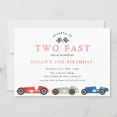 Retro Race Car Two Fast Theme Birthday Invitation (Front)