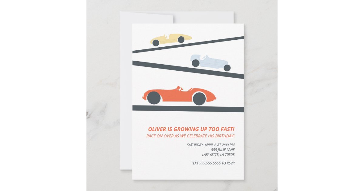 Retro Racecar Birthday Party Invitations | Zazzle