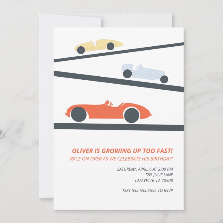 Retro Racecar Birthday Party Invitations | Zazzle