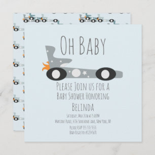 Retro Racing Cars Blue Baby Shower