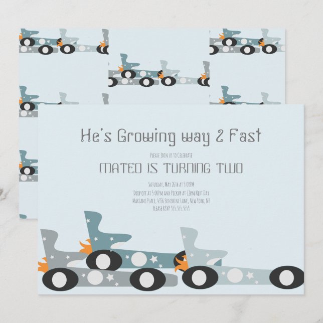 Retro Racing Cars Moon Stars Birthday Party  Invitation (Front/Back)