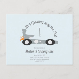 Retro Racing Cars Moon Stars First Birthday Postcard