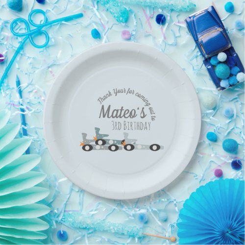 Retro Racing Cars Moon Stars  Third Birthday     Paper Plates