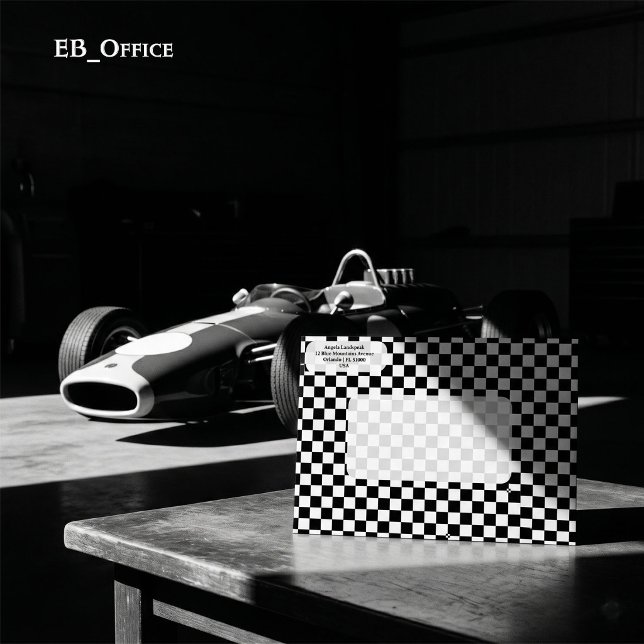 Retro Racing Chic: Checkerboard Pattern Stationery Envelope (Love the envelope, but looking for a different hue? Visit EB_Office to explore our full collection.)