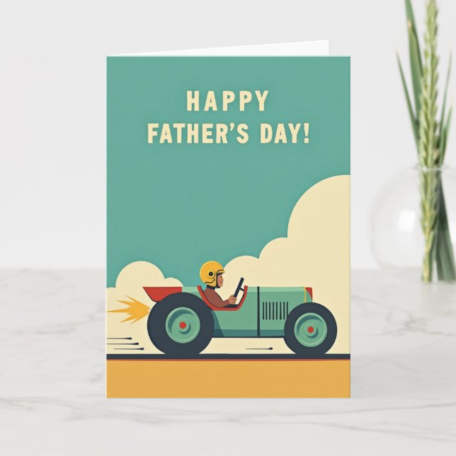 Retro Racing Fathers Day Card (Front)
