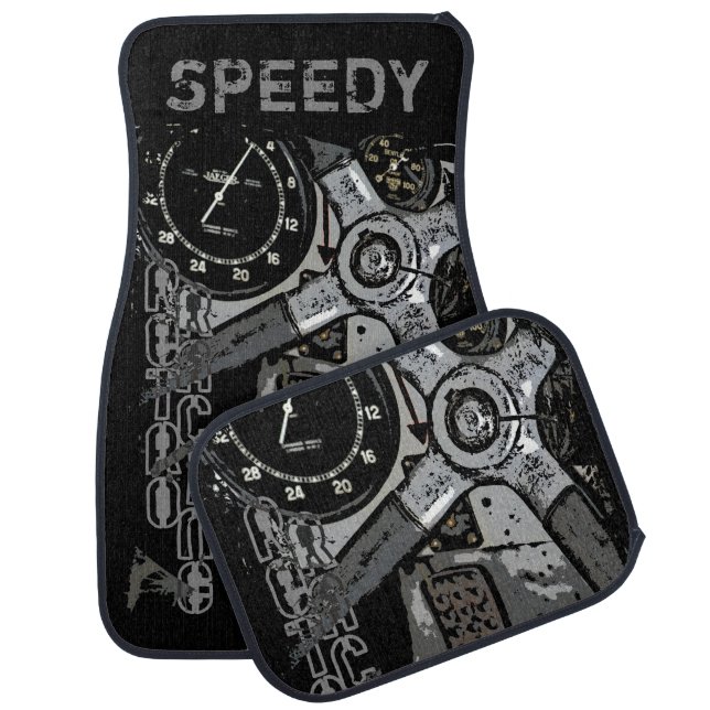 Retro Racing Oldtimer Details Graphic Design Car Mat (Set)