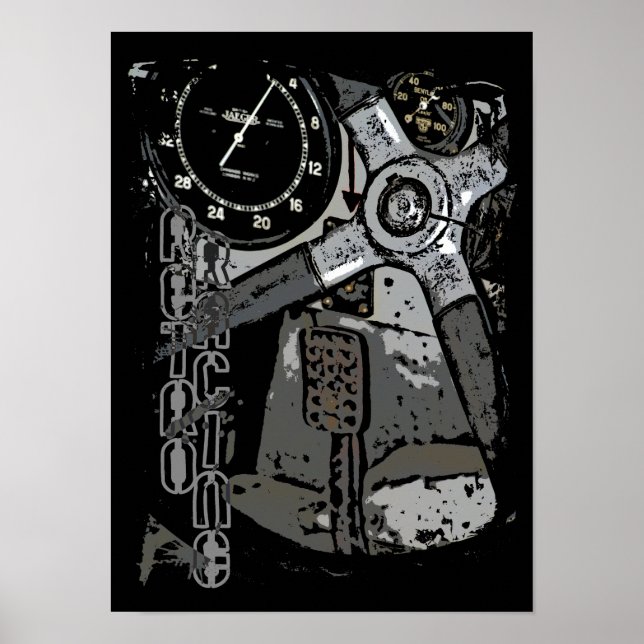 Retro Racing Oldtimer Details Graphic Design Poster (Front)