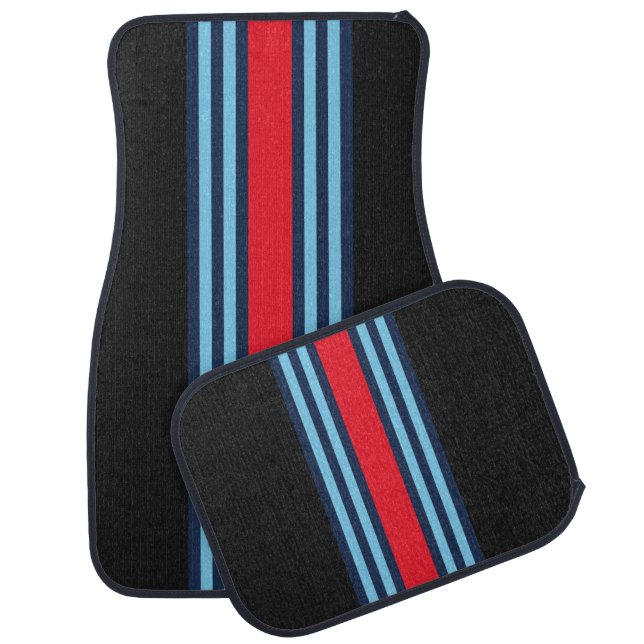 Retro Racing Stripes Car Floor Mat (Set)
