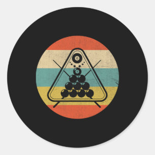 Retro Rack Pool Billiard Player Billiards Cue Spor Classic Round Sticker