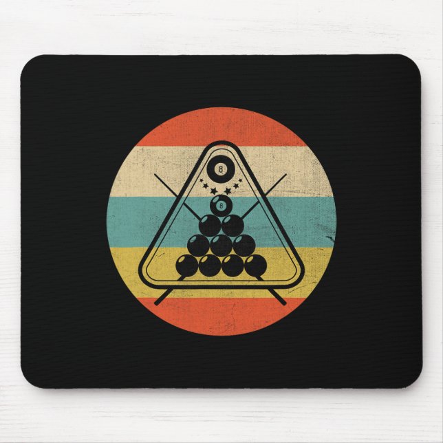 Retro Rack Pool Billiard Player Billiards Cue Spor Mouse Pad (Front)