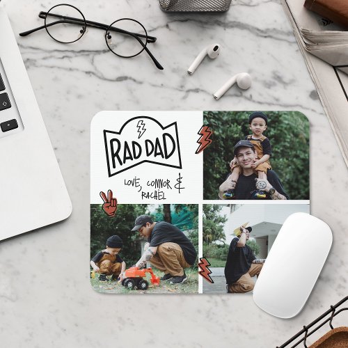 Retro Rad Dad Gift From Kids Photo Trendy Stylish Mouse Pad