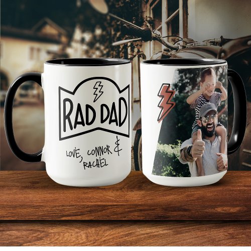 Retro Rad Dad Gift From Kids Photo Trendy Stylish Mug