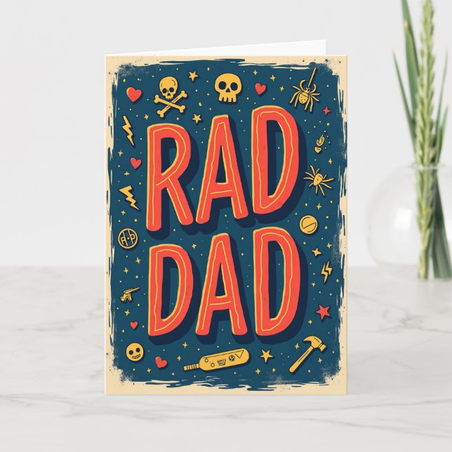 Retro Rad Dad Illustration Card (Front)