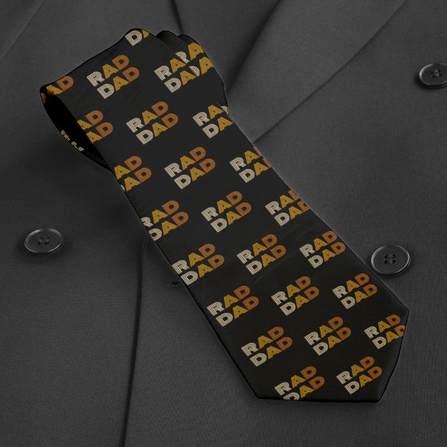 Retro Rad Dad Pattern Black Neck Tie (Creator Uploaded)
