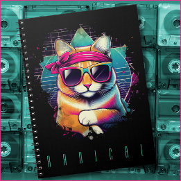 Retro Radical Cat with Bandana and Sunglasses Notebook
