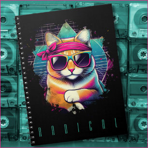 Retro Radical Cat with Bandana and Sunglasses Notebook