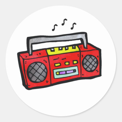 Retro Radio Boombox Classic Round Sticker
