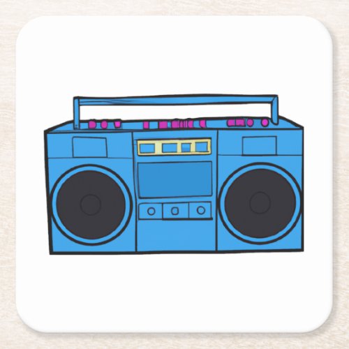 Retro Radio Boombox Square Paper Coaster