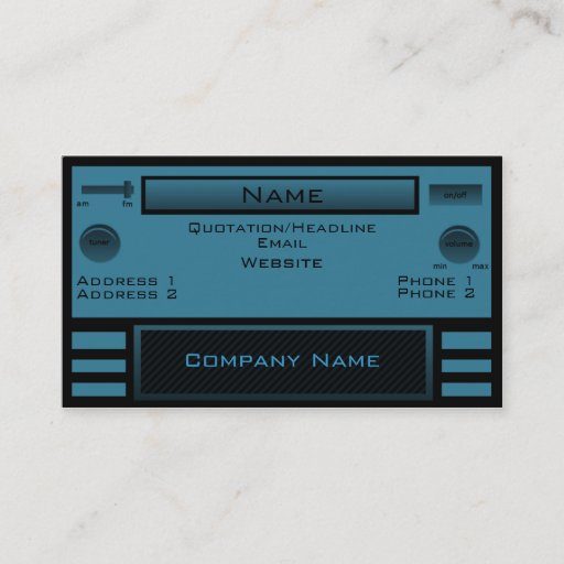 Customizable Retro Radio Business Card, Blue
