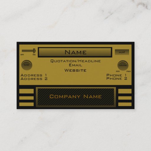 Customizable Retro Radio Business Card, Gold