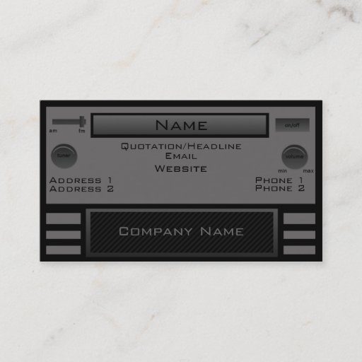 Customizable Retro Radio Business Card, Gray