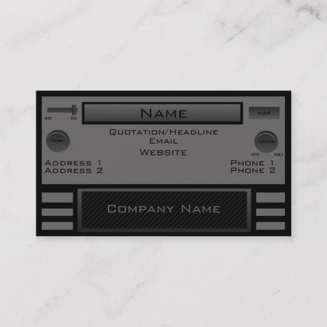 Retro Radio Business Card, Gray Card (Front)