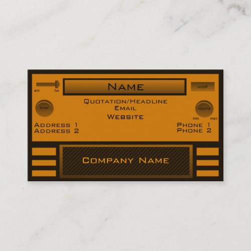 Retro Radio Business Card, Orange