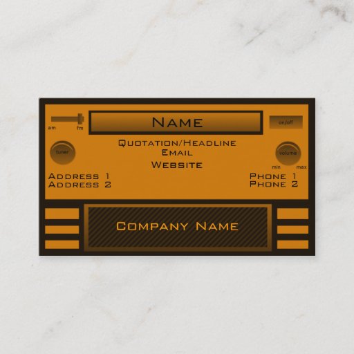 Customizable Retro Radio Business Card, Orange