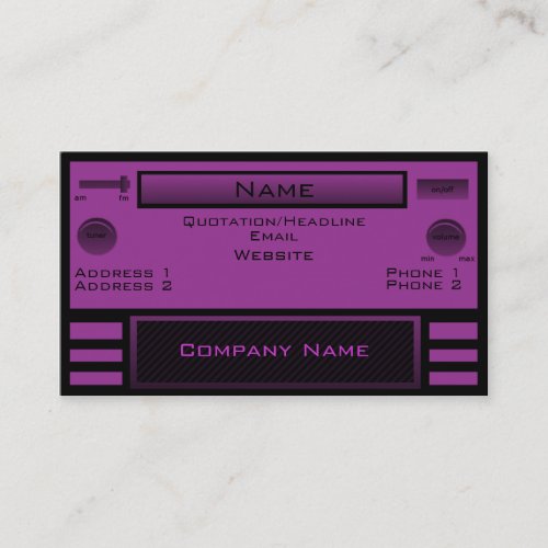 Retro Radio Business Card, Purple