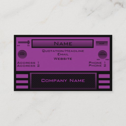 Customizable Retro Radio Business Card, Purple