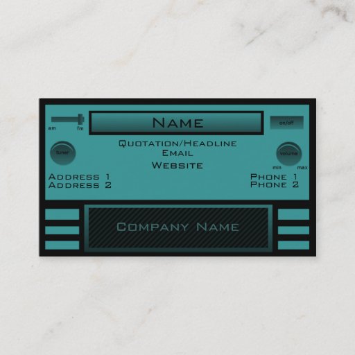 Customizable Retro Radio Business Card, Teal