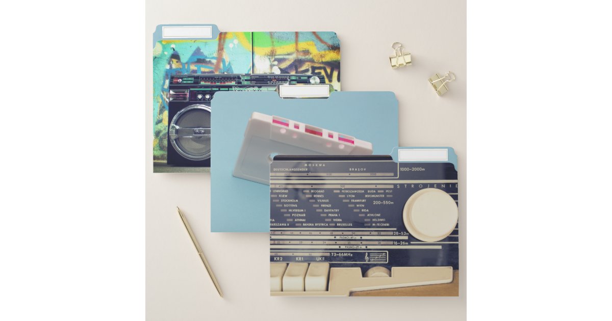 Retro Radio Cassette Tape File Folder Zazzle Com