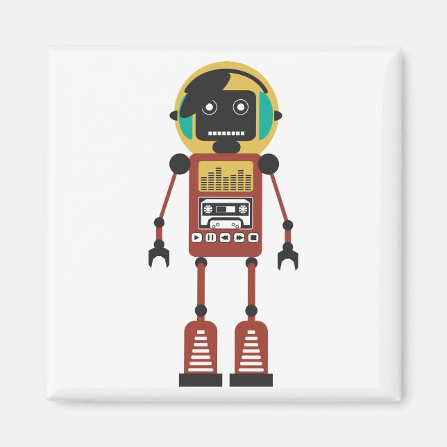 Retro Radio Robot Magnet (Front)