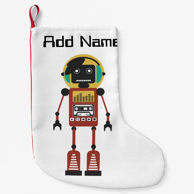 Retro Radio Robot Small Christmas Stocking (Front)