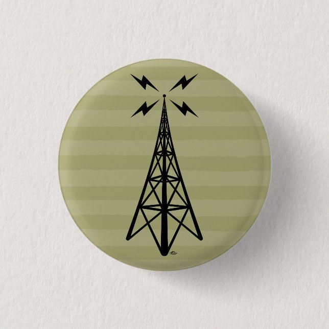 Retro Radio Tower Button (Front)
