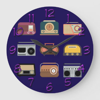 retro radios elegant vintage dj music large clock