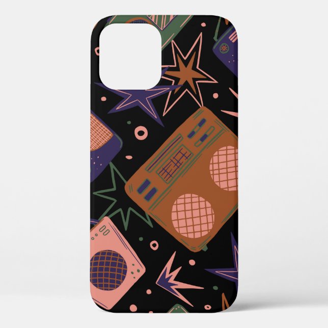 Retro radios, tape recorders pattern. Case-Mate iPhone case (Back)