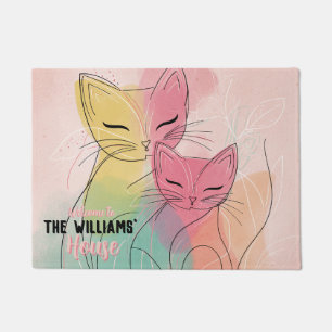 Retro Ragdoll Cat Mom Dad Home Decor Floormat Doormat