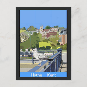 Retro Railway Style Postcard of Hythe Kent England