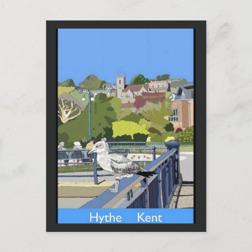 Retro Railway Style Postcard of Hythe Kent England