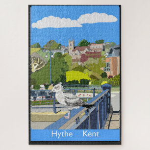 Retro Railway Style Poster of Hythe Kent England Jigsaw Puzzle