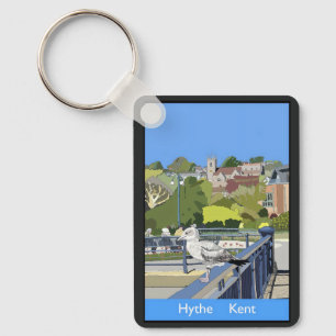 Retro Railway Style Poster of Hythe Kent England Keychain