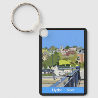 Retro Railway Style Poster of Hythe Kent England Keychain
