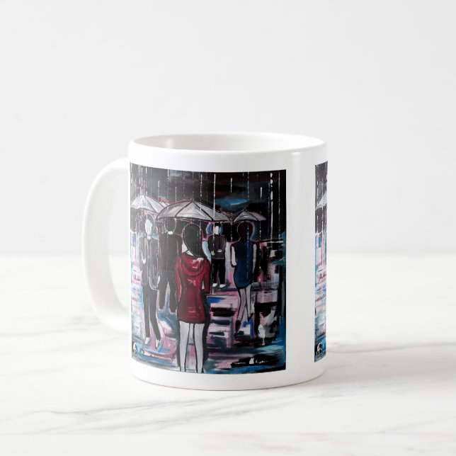 Retro Rain Painting by Alfred Fox  Coffee Mug (Front Left)