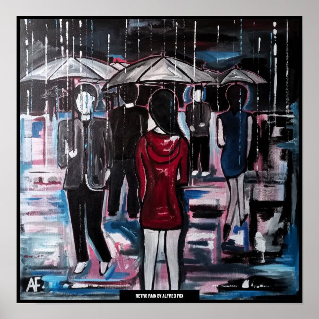 Retro Rain Painting by Alfred Fox Poster (Front)